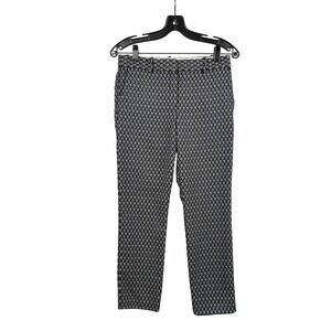 Theory Geometric Print Straight Leg Pants Women Size 4 Blue Black White